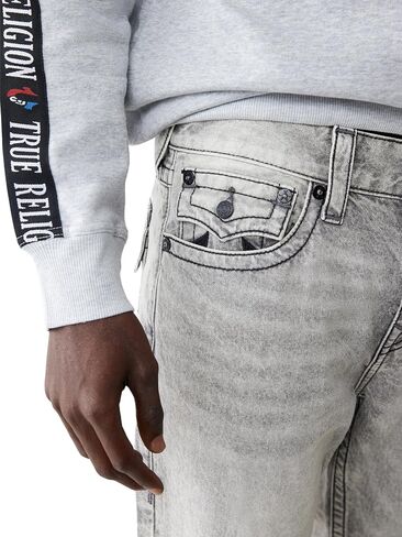 True Religion Men's Ricky Straight Fit Jeans with Snap Flap Pockets - Mesh High Shine in Saudi Arabia