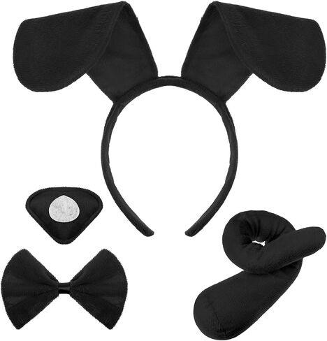 SATINIOR Puppy Dog Costume Set Puppy Ears Headband Puppy Bowtie Puppy Fake Nose Tail Animal Dog Costume Accessories for Carnival World Book Day Animal Cosplay Party(Red) in Kuwait