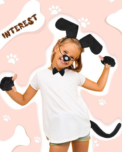 SATINIOR Puppy Dog Costume Set Puppy Ears Headband Puppy Bowtie Puppy Fake Nose Tail Animal Dog Costume Accessories for Carnival World Book Day Animal Cosplay Party(Red) in Kuwait