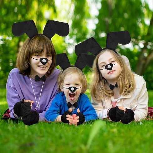 SATINIOR Puppy Dog Costume Set Puppy Ears Headband Puppy Bowtie Puppy Fake Nose Tail Animal Dog Costume Accessories for Carnival World Book Day Animal Cosplay Party(Red) in Kuwait
