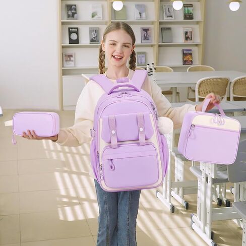 حقيبة ظهر للبنات 3pcs للمدرسة ، حقيبة الظهر للمدرسة للأطفال مع حقيبة قلم رصاص كيس الغداء ، حقيبة الأطفال في سن المراهقة في سن المراهقة في سن المراهقة للمدرسة الابتدائية المتوسطة العليا في المدرسة (الوردي) in Kuwait