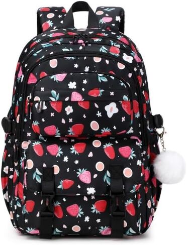 Kids Backpack for Girls with Lunch Box Teen Girl Backpacks Set Travel Daypack Large Bookbags for Teens Girls (cherry) in Saudi Arabia