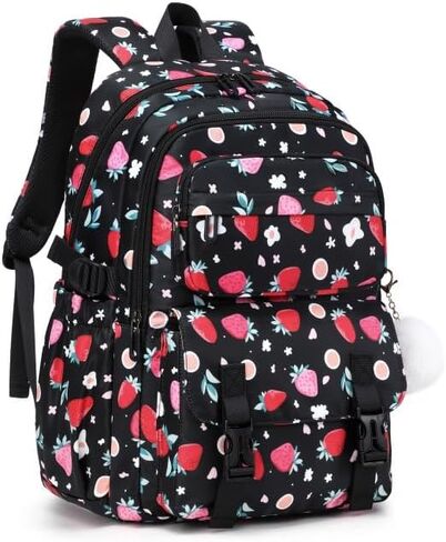 Kids Backpack for Girls with Lunch Box Teen Girl Backpacks Set Travel Daypack Large Bookbags for Teens Girls (cherry) in Saudi Arabia