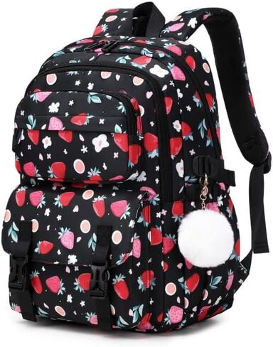 Kids Backpack for Girls with Lunch Box Teen Girl Backpacks Set Travel Daypack Large Bookbags for Teens Girls (cherry) in Saudi Arabia