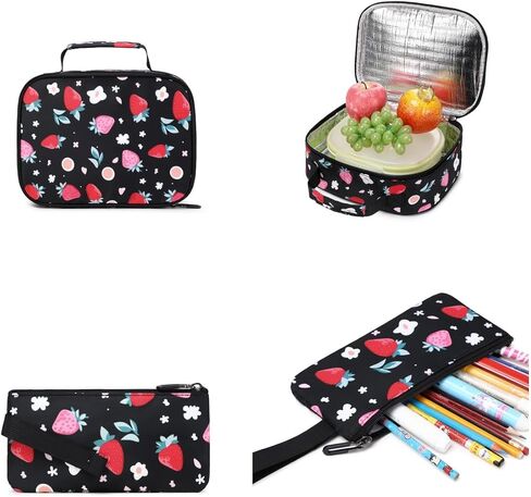 Kids Backpack for Girls with Lunch Box Teen Girl Backpacks Set Travel Daypack Large Bookbags for Teens Girls (cherry) in Saudi Arabia