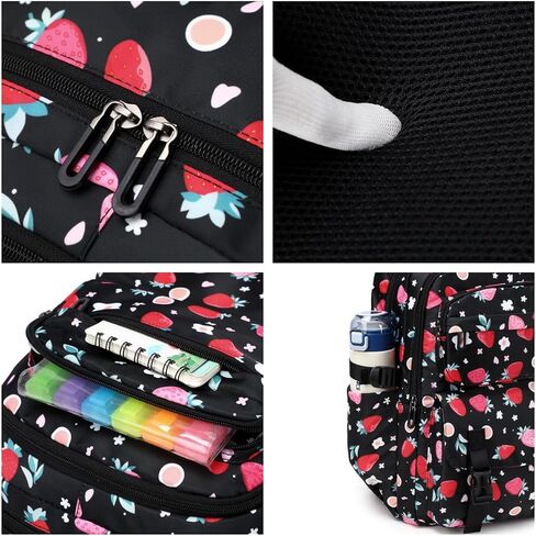 Kids Backpack for Girls with Lunch Box Teen Girl Backpacks Set Travel Daypack Large Bookbags for Teens Girls (cherry) in Saudi Arabia
