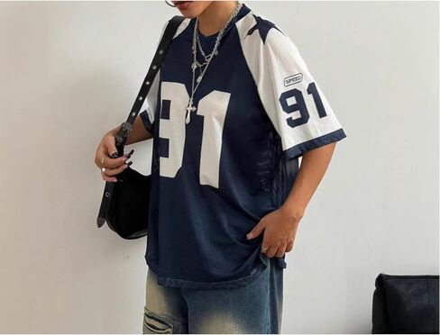 Mesh Sport Tee كبير الحجم الخامس رقم الرقبة طباعة أعلى الأكمام القصير خفيف الوزن in Kuwait