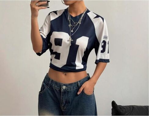 Mesh Sport Tee كبير الحجم الخامس رقم الرقبة طباعة أعلى الأكمام القصير خفيف الوزن in Kuwait