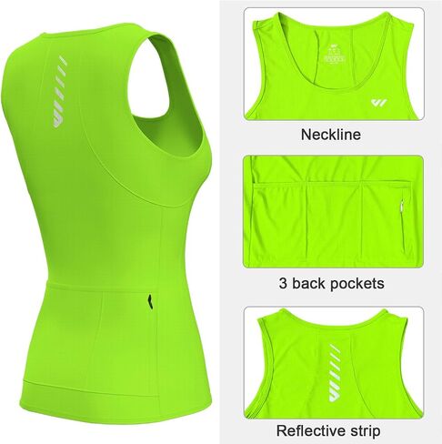 Wulibike Sleeveless Cycling Jersey Women Running Shirts Vest bike top Summer Biking tank Basic Top With Pockets in Saudi Arabia