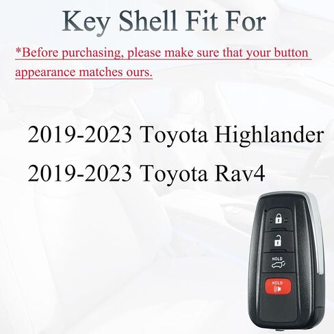 key fob shell case pits for toyota highlander rav4 rav-4 2019 2020 2021 2022 2023 under under control 4 button pad cover for suv in Saudi Arabia