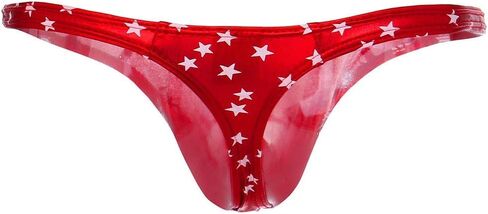 Mendove Men's Star Print Liquid Metallic Contour Pouch Thong Underwear in Saudi Arabia