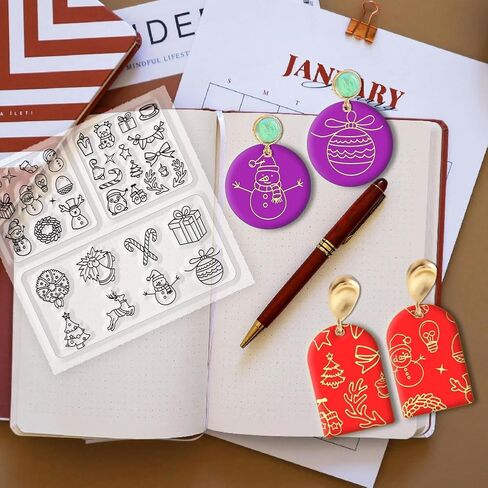 CHGCRAFT Lucky Clover Polymer Clay Texture Sheets Four-Leaf Clover Silicone Texture Stamp Clay Modeling Pattern Pad Texture Sheets for Polymer Clay Making Earrings Jewelry in Kuwait