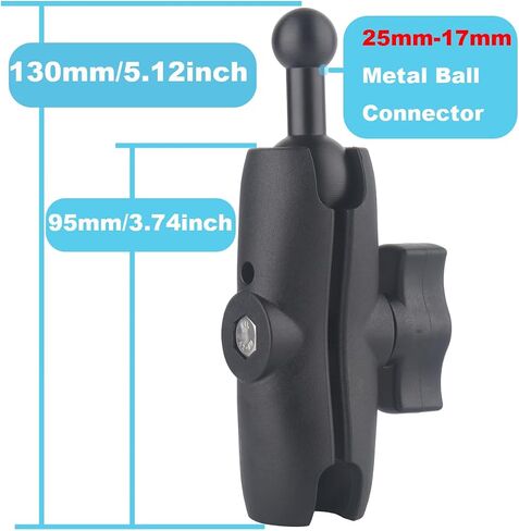 1 inch to 17mm Ball Adapter for RAM Mounts B Size Double Socket Arm, Compatible with Garmin GPS 17mm Bracket, 25mm Female Socket to 17mm Male (Short Arm: 2.4" Double Socket Arm) in Kuwait