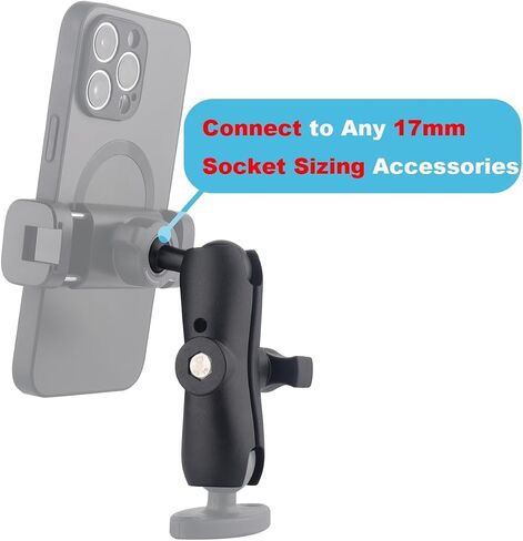 1 inch to 17mm Ball Adapter for RAM Mounts B Size Double Socket Arm, Compatible with Garmin GPS 17mm Bracket, 25mm Female Socket to 17mm Male (Short Arm: 2.4" Double Socket Arm) in Kuwait