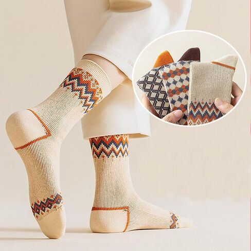 chunfo Womens Retro Striped Crew Socks Argyle Sock Boot مرنة ، دافئة ، مكتب ، مدرسة ، حجم السفر 5-8 in Kuwait