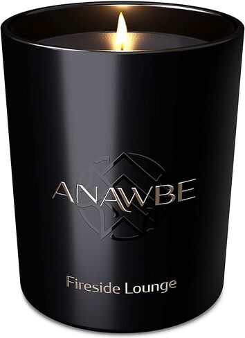 شمعة معطرة من Fireside Lounge، شموع معطرة أنيقة للرجال، شموع الصويا للمنزل، شموع سوداء، وعاء شموع فاخر وصندوق هدايا، احتراق طويل لمدة 45 ساعة، شمعة رجالية ممتازة in Kuwait