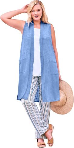 Woman Within Plus Size Lightweight Linen Vest in Saudi Arabia