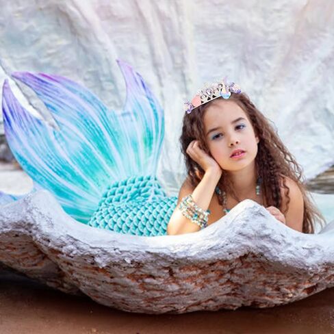 AMCAMI Mermaid Crown for Womem Mermaid Tiara Mermaid Headband Mermaid Hair Accessories Mermaid Party Decorations Mermaid Costume Mermaid Party Favors Ariel Costume for Girls in Kuwait