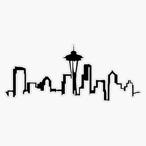 Seattle Skyline Black And White Sticker Bumper Sticker Vinyl Decal 5" in Saudi Arabia
