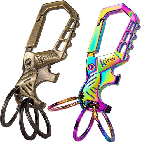 Heavy duty metal keychains,Car key chain Carabiner clip key bottle opener 3 Key Rings for men and women. in Saudi Arabia