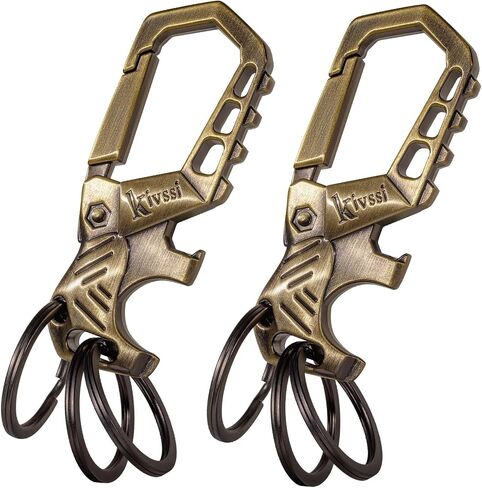 Heavy duty metal keychains,Car key chain Carabiner clip key bottle opener 3 Key Rings for men and women. in Saudi Arabia