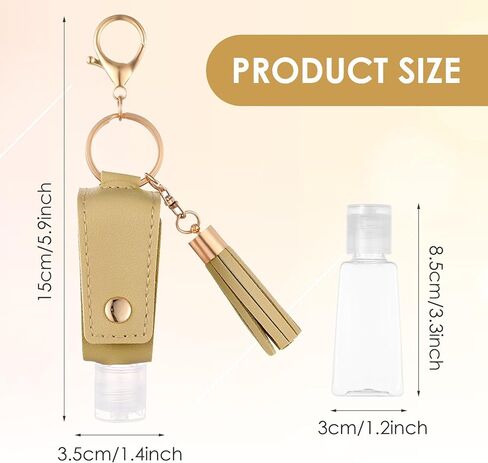 2Pcs Hand Sanitizer Keychain, 30ml Portable Leather Hand Sanitizer Holder Travel Size Keychain Hand Sanitizer Case Refillable Bottle for Toiletry Lotion Liquid Soap Shampoo (Black, Pink) in Kuwait