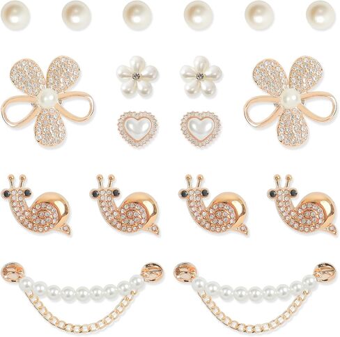 18pcs سحر أحذية Bling ، الذهب راينستون Snail Animal Flower Flower Bear Chair Charms Fashion Diy Shoe Soistories Form in Saudi Arabia