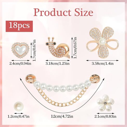 18pcs سحر أحذية Bling ، الذهب راينستون Snail Animal Flower Flower Bear Chair Charms Fashion Diy Shoe Soistories Form in Saudi Arabia