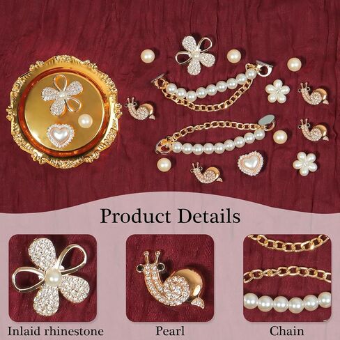 18pcs سحر أحذية Bling ، الذهب راينستون Snail Animal Flower Flower Bear Chair Charms Fashion Diy Shoe Soistories Form in Saudi Arabia