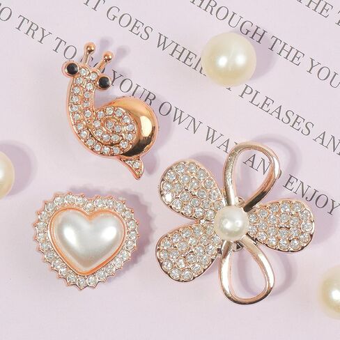 18pcs سحر أحذية Bling ، الذهب راينستون Snail Animal Flower Flower Bear Chair Charms Fashion Diy Shoe Soistories Form in Saudi Arabia