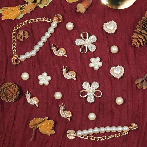 18pcs سحر أحذية Bling ، الذهب راينستون Snail Animal Flower Flower Bear Chair Charms Fashion Diy Shoe Soistories Form in Saudi Arabia