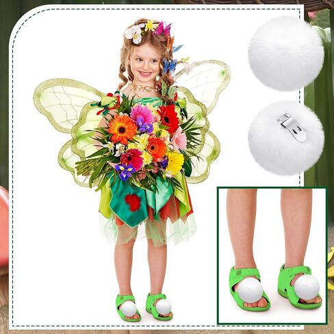 Dingion 4 PCS Halloween Women Fluffy Shoe Clips Removable Faux Fur Pom Poms Ball Ball Clips Clutch for Woman Assume in Kuwait