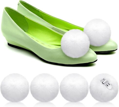 Dingion 4 PCS Halloween Women Fluffy Shoe Clips Removable Faux Fur Pom Poms Ball Ball Clips Clutch for Woman Assume in Kuwait