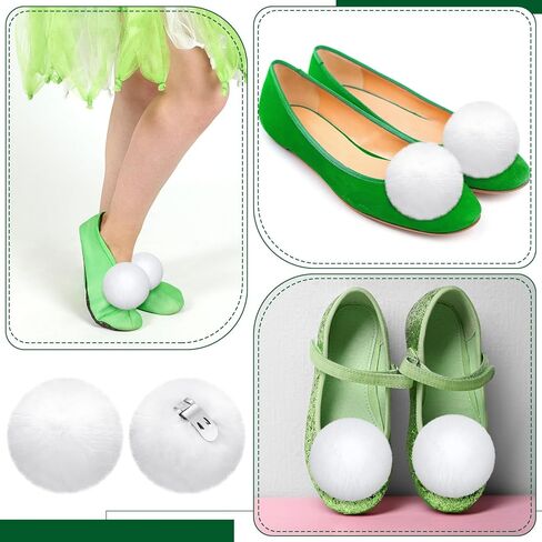 Dingion 4 PCS Halloween Women Fluffy Shoe Clips Removable Faux Fur Pom Poms Ball Ball Clips Clutch for Woman Assume in Kuwait