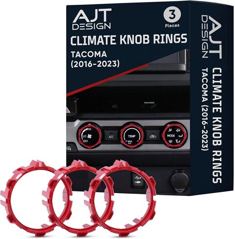 AJT Design Climate Knob Rings متوافقة مع Toyota Tacoma 2016-2023 (3rd Gen Tacoma) ، 3 pack | حلقات تقليم ABS عالية القوة | مثالية وتثبيت سهلة | صنع في الولايات المتحدة - أسود in Saudi Arabia