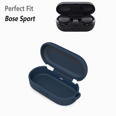 غطاء حافظة سماعات الأذن الرياضية Bose (غير مناسب لسماعات الأذن Bose QuietComfort)، حافظة واقية من السيليكون المحمولة مع حلقة تسلق (أسود) in Kuwait
