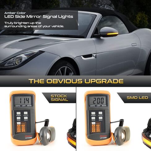 VIPMOTOZ [Sequential Turn Signal] For Jaguar XE XF XJ F-Type I-Pace Dark Smoke Amber LED Strips Side Mirror Indicator Light Blinker Lamp Replacement, Driver & Passenger Side in Saudi Arabia
