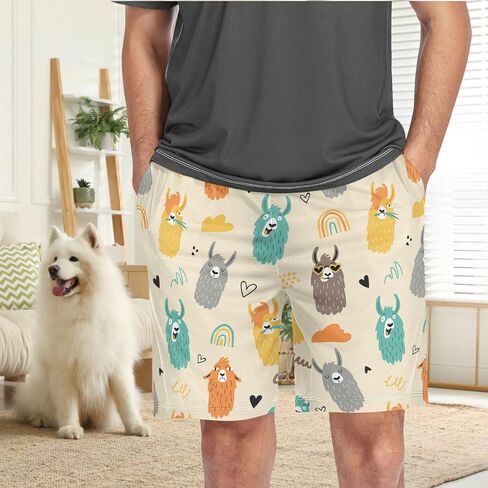visesunny Mens Sleep Summer Funny Pattern Shorts Lounge Bottoms Soft Comfy Pajama Wear Pants in Saudi Arabia