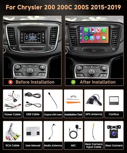 8 Core 4G+64G Android 13 Car Stereo Radio for Chrysler 200 200C 200S 2015-2019, Wireless Carplay Android Auto, Rimoody 9 Inch Touchscreen GPS 4G-WiFi DSP-36 Mirror Link 59-UI Themes BT FM Camera in Saudi Arabia