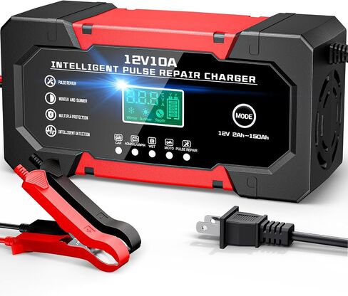 Battery Charger 10A 12V Fully Automatic Smart Car Battery Charger with LCD Display & Temperature Compensation for Car Motorcycle Vans in Saudi Arabia