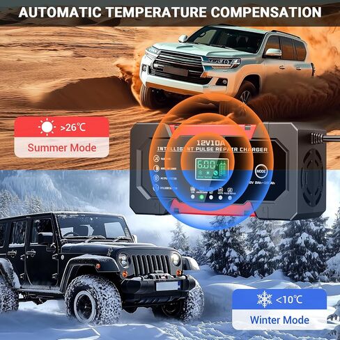 Battery Charger 10A 12V Fully Automatic Smart Car Battery Charger with LCD Display & Temperature Compensation for Car Motorcycle Vans in Saudi Arabia
