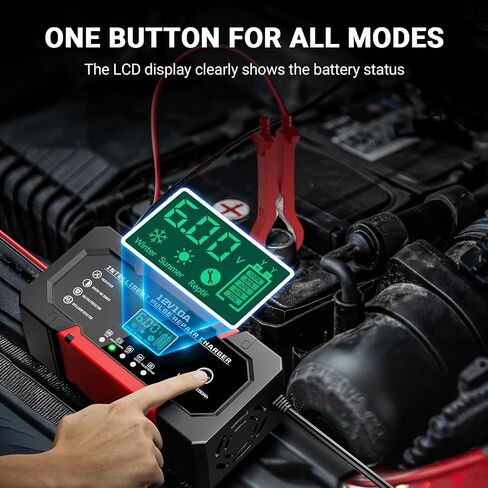 Battery Charger 10A 12V Fully Automatic Smart Car Battery Charger with LCD Display & Temperature Compensation for Car Motorcycle Vans in Saudi Arabia