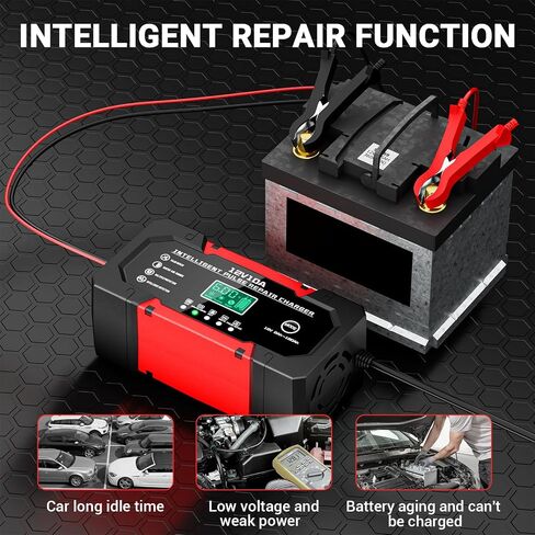 Battery Charger 10A 12V Fully Automatic Smart Car Battery Charger with LCD Display & Temperature Compensation for Car Motorcycle Vans in Saudi Arabia