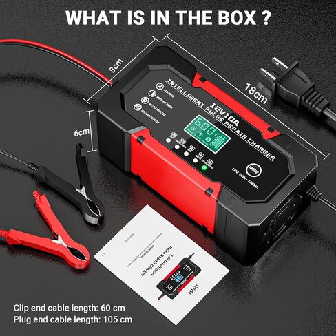 Battery Charger 10A 12V Fully Automatic Smart Car Battery Charger with LCD Display & Temperature Compensation for Car Motorcycle Vans in Saudi Arabia