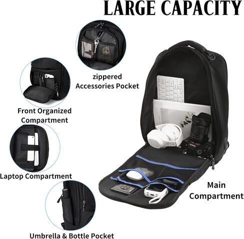 Business Backpack for Men, High Tech Laptop Backpack with USB Charging Port and Ergonomic Design, 35L Waterproof Travel Work College Commuter Backpack Fits 15.6 Inch Tablet, Notebook in Kuwait
