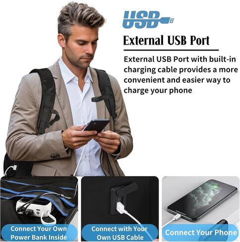 Business Backpack for Men, High Tech Laptop Backpack with USB Charging Port and Ergonomic Design, 35L Waterproof Travel Work College Commuter Backpack Fits 15.6 Inch Tablet, Notebook in Kuwait