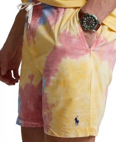 POLO RALPH LAUREN Men's 6" Cotton Seersucker Tie Dyed Classic Fit Shorts (R(1001)/Y, Large) in Saudi Arabia