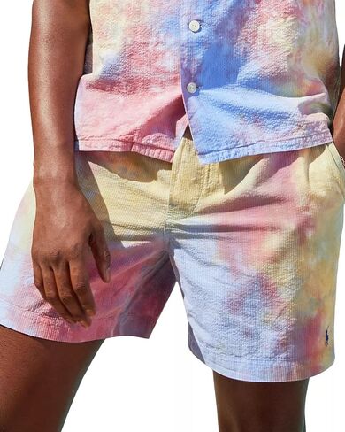 POLO RALPH LAUREN Men's 6" Cotton Seersucker Tie Dyed Classic Fit Shorts (R(1001)/Y, Large) in Saudi Arabia
