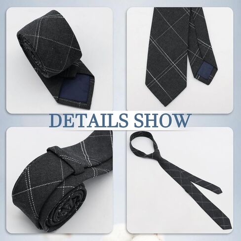 Cotton Ties for Men Plaid Striped Skinny Ties for Men Self-Tie Mens Neckties for Office Wedding Daily in Saudi Arabia