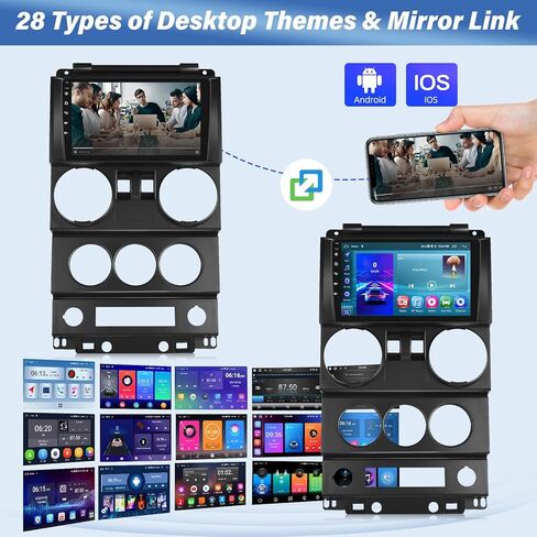 2+64G Android Car Stereo for Jeep Wrangler 2007-2010 (4 Door) - Wireless Carplay & Android Auto - 9 Inch Touchscreen Radio with EQ DSP, GPS, WiFi, FM/RDS + AHD Rear View Camera in Kuwait